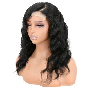 20” Natural Black 180% C Part 4x4 Closure HD Human Hair Body Wave Lace Front Wig